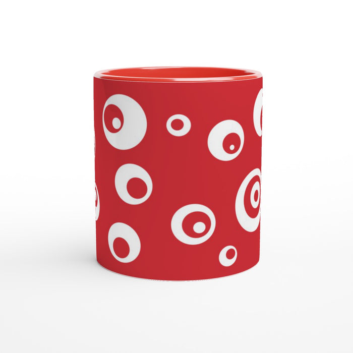 Tasse mit Kreisen - rot/weiß, verschiedene Farben