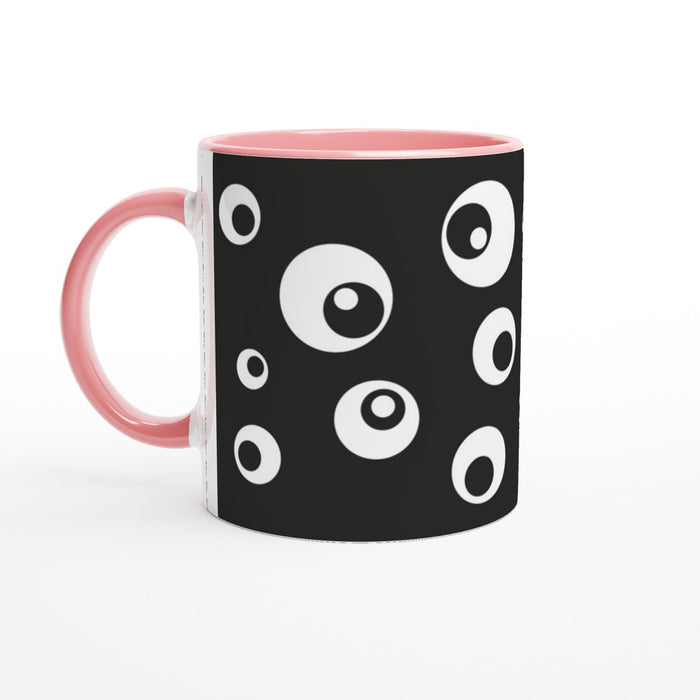 Tasse mit Kreisen - schwarz/weiß, verschiedene Farben