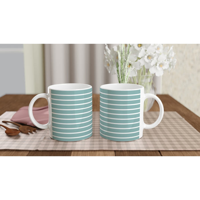 Tasse gestreift - eukalyptus/weiß