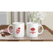 Tasse Blumen und Herz im skandinavischen Stil - ozeanblau/dunkelrot