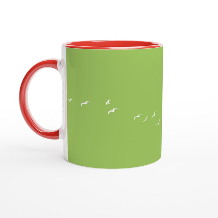 Tasse mit Vögeln - grün/weiß, verschiedene Farben