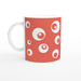 Tasse mit Kreisen - coralle/weiß