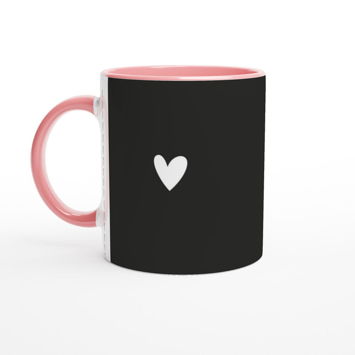 Tasse mit Herz - schwarz/weiß, verschiedene Farben