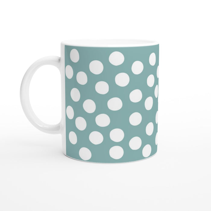 Tasse mit Punkten - eukalyptus/weiß